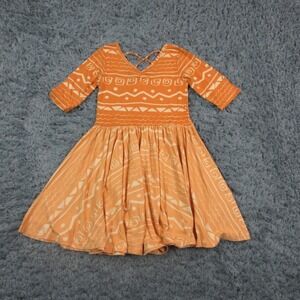 DotDotSmile Dress Girls 7 Orange Tribal Geometric Skater Party Knee Length NWT